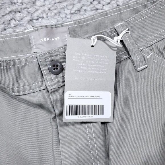 Everlane Chore Pants Gray Shale Men's Size 40 x 32 Carpenter Work Cotton - Picture 6 of 11